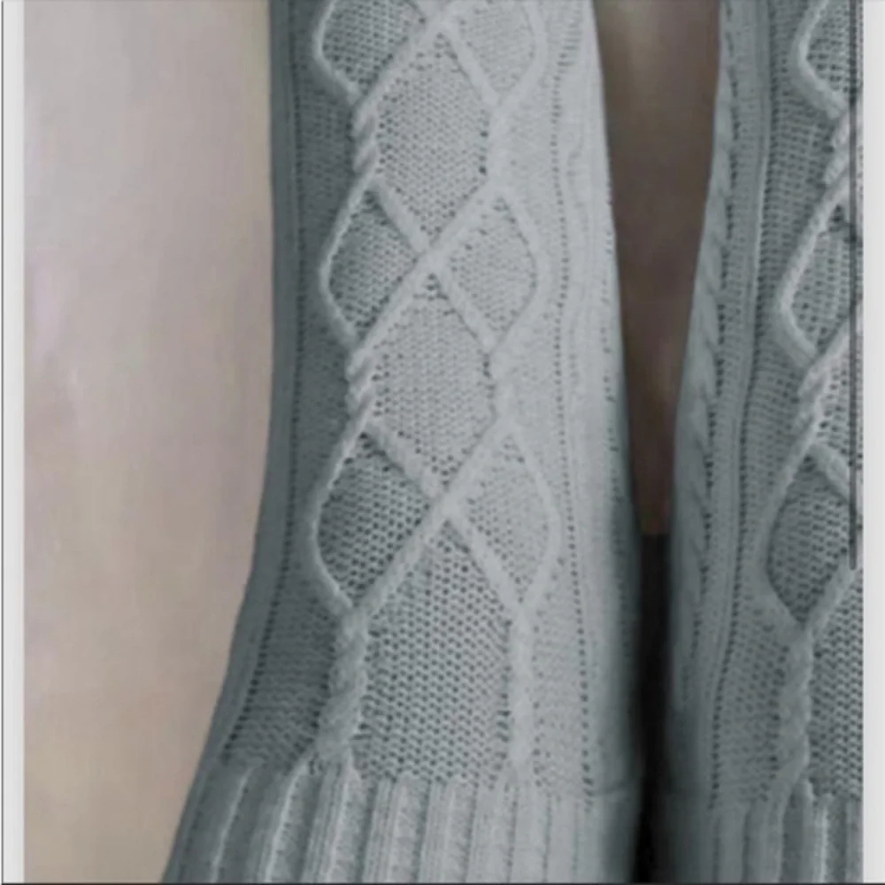 Over the knee gray cable knit socks stockings